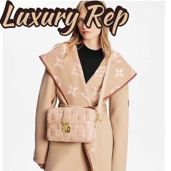 Replica Louis Vuitton LV Women Troca MM Handbag Beige Damier Quilt Lambskin Calfskin 12