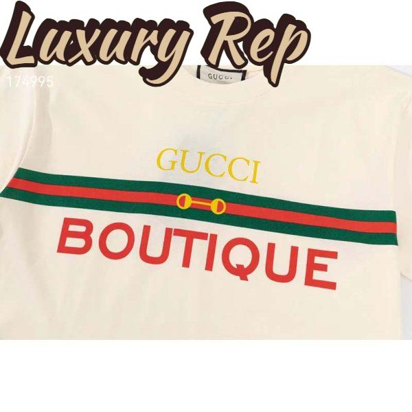 Replica Gucci GG Women Gucci Boutique Print Oversize T-Shirt White Cotton Jersey Crewneck 6