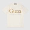 Replica Gucci GG Women Gucci Glitter Print T-Shirt Cotton-White