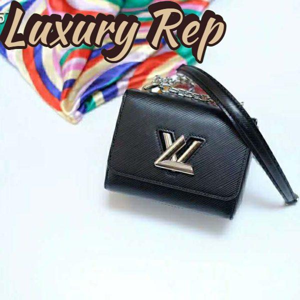 Replica Louis Vuitton LV Women Twist Belt Chain Wallet Black Epi Leather 3