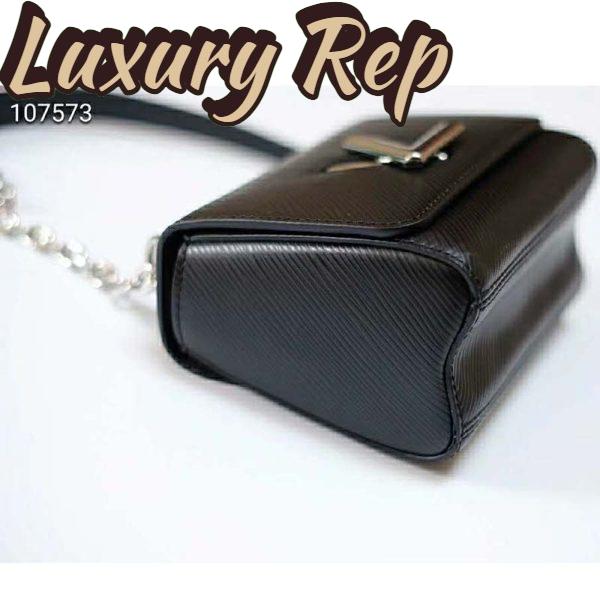 Replica Louis Vuitton LV Women Twist Belt Chain Wallet Black Epi Leather 4
