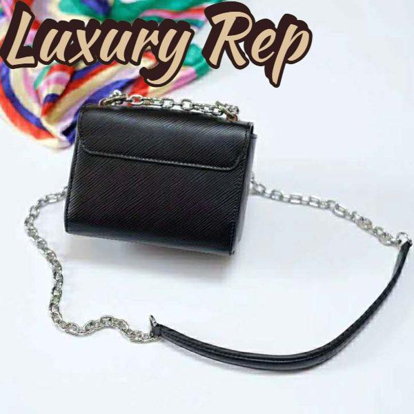 Replica Louis Vuitton LV Women Twist Belt Chain Wallet Black Epi Leather 6