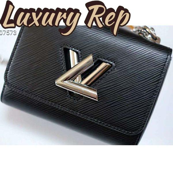 Replica Louis Vuitton LV Women Twist Belt Chain Wallet Black Epi Leather 7