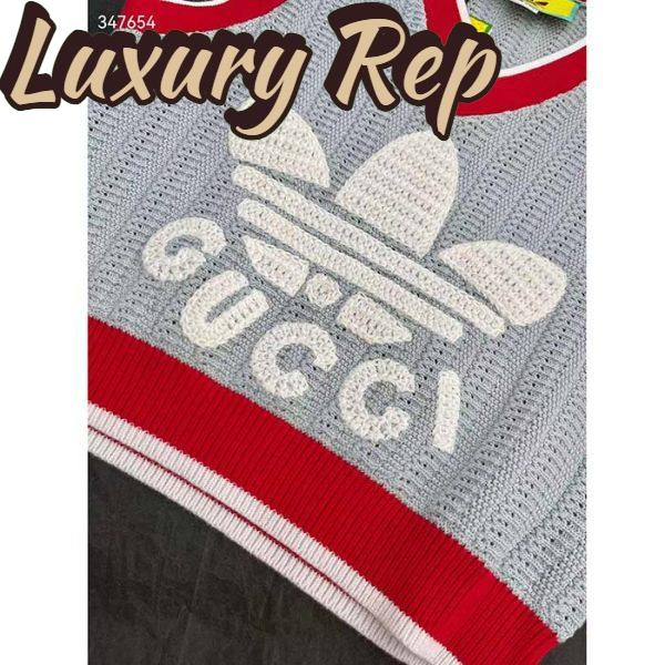 Replica Gucci Men GG Adidas x Gucci Rib Stitch Sleeveless Top Cotton Trefoil Embroidery Knit V-Neck 5