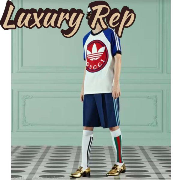 Replica Gucci Men GG Adidas x Gucci Cotton Jersey T-Shirt Ivory Blue Trefoil Print Raglan Sleeves Crewneck 13