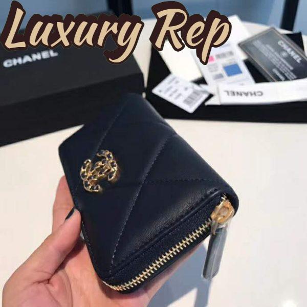 Replica Chanel Women Chanel 19 Zipped Wallet in Lambskin Leather-Navy 5