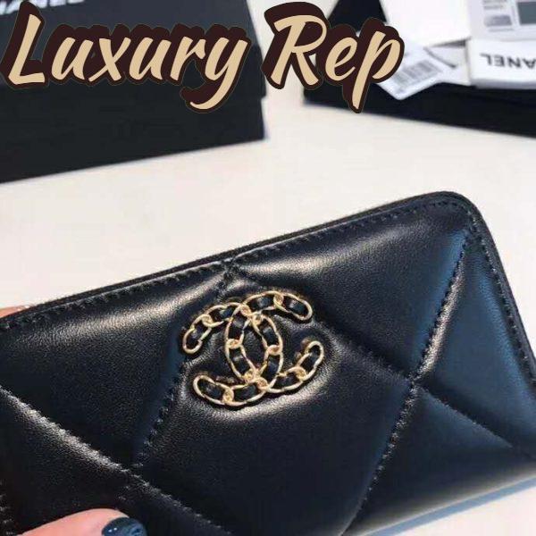 Replica Chanel Women Chanel 19 Zipped Wallet in Lambskin Leather-Navy 7