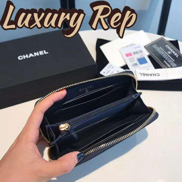 Replica Chanel Women Chanel 19 Zipped Wallet in Lambskin Leather-Navy 8