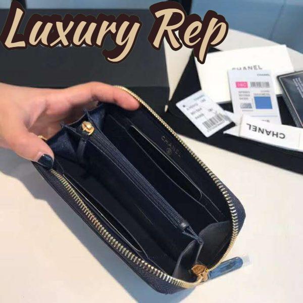 Replica Chanel Women Chanel 19 Zipped Wallet in Lambskin Leather-Navy 9