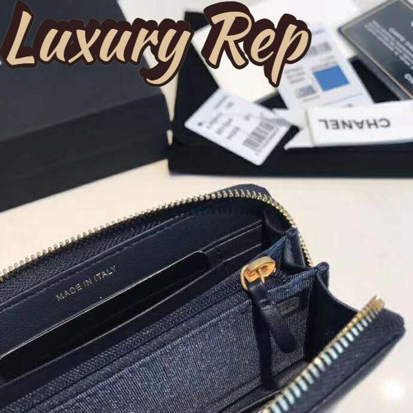 Replica Chanel Women Chanel 19 Zipped Wallet in Lambskin Leather-Navy 10