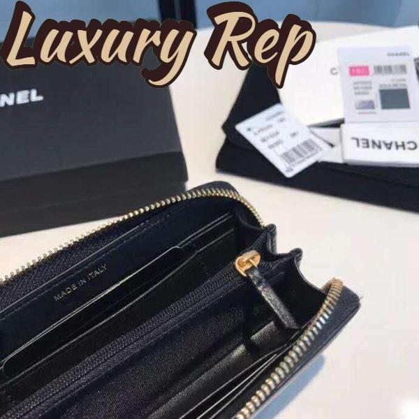 Replica Chanel Women Chanel 19 Zipped Wallet in Lambskin Leather-Navy 11
