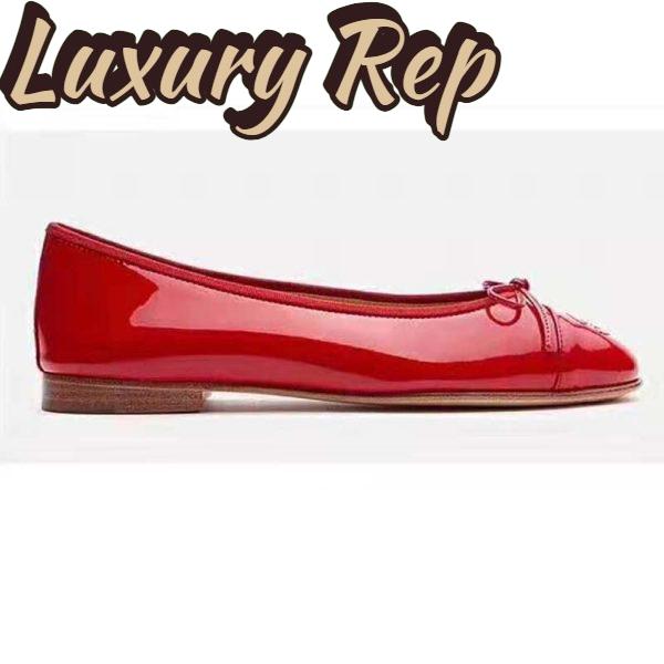Replica Chanel Women Ballerinas in Patent Calfskin Leather-Red