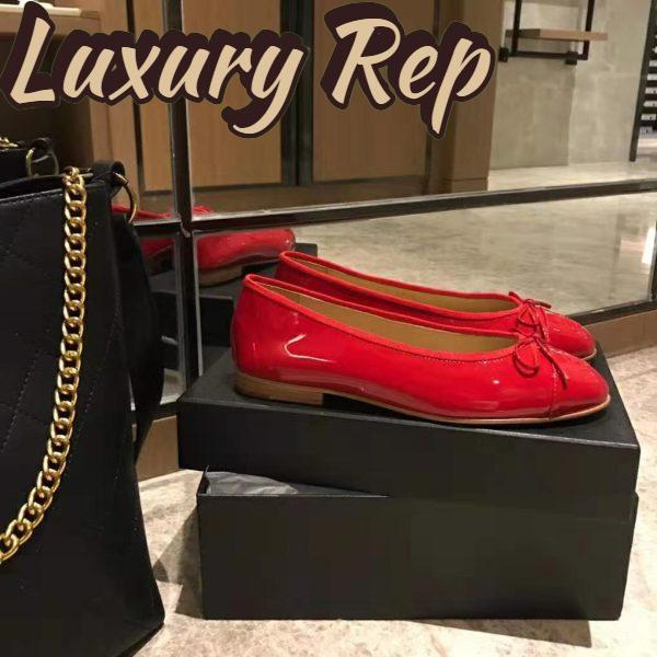 Replica Chanel Women Ballerinas in Patent Calfskin Leather-Red 3