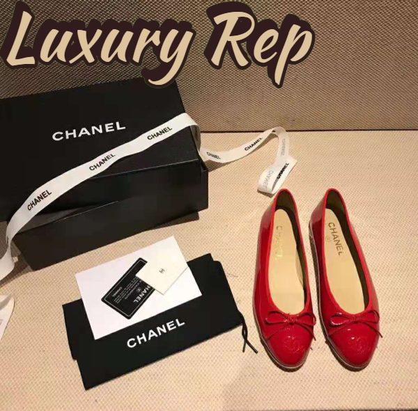 Replica Chanel Women Ballerinas in Patent Calfskin Leather-Red 4