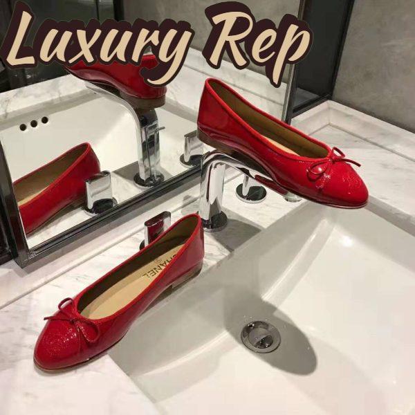 Replica Chanel Women Ballerinas in Patent Calfskin Leather-Red 6