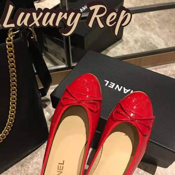 Replica Chanel Women Ballerinas in Patent Calfskin Leather-Red 7