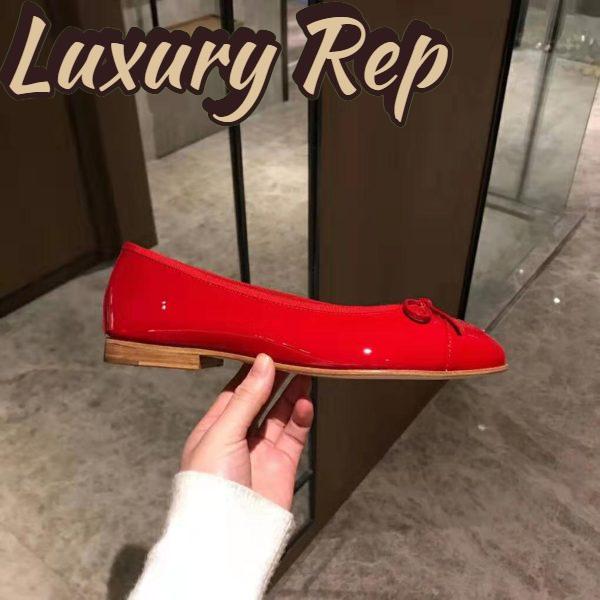 Replica Chanel Women Ballerinas in Patent Calfskin Leather-Red 9