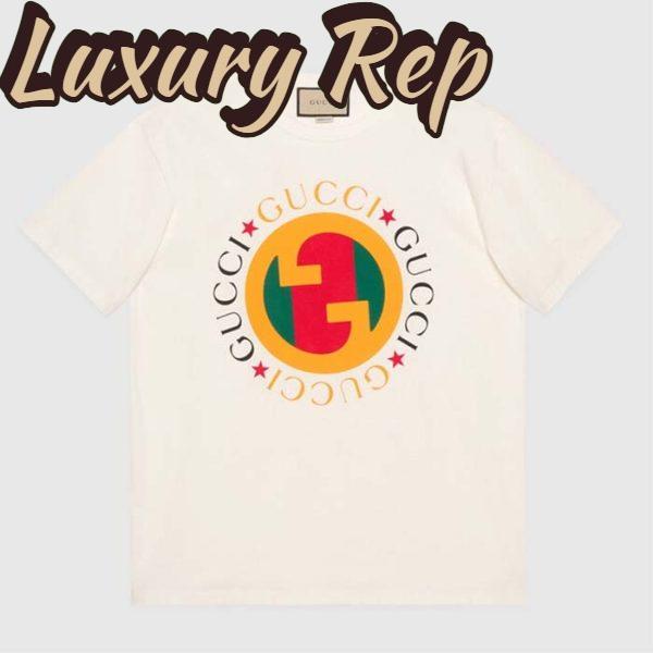 Replica Gucci Men GG Cotton Jersey Printed T-Shirt Off White Crewneck Short Sleeves 2