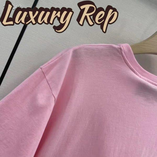 Replica Gucci Men GG Interlocking G Heart T-Shirt Pink Cotton Jersey Crewneck Oversize Fit 9