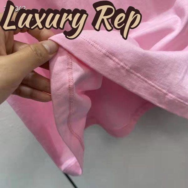 Replica Gucci Men GG Interlocking G Heart T-Shirt Pink Cotton Jersey Crewneck Oversize Fit 10
