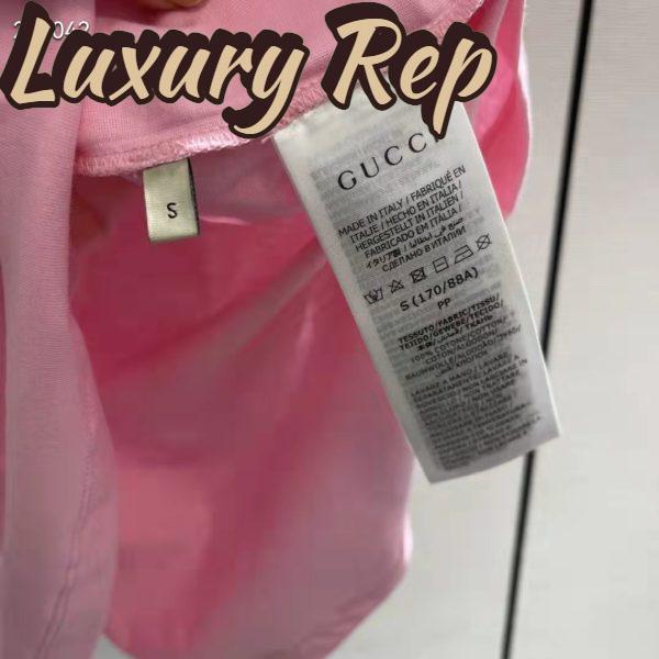 Replica Gucci Men GG Interlocking G Heart T-Shirt Pink Cotton Jersey Crewneck Oversize Fit 11