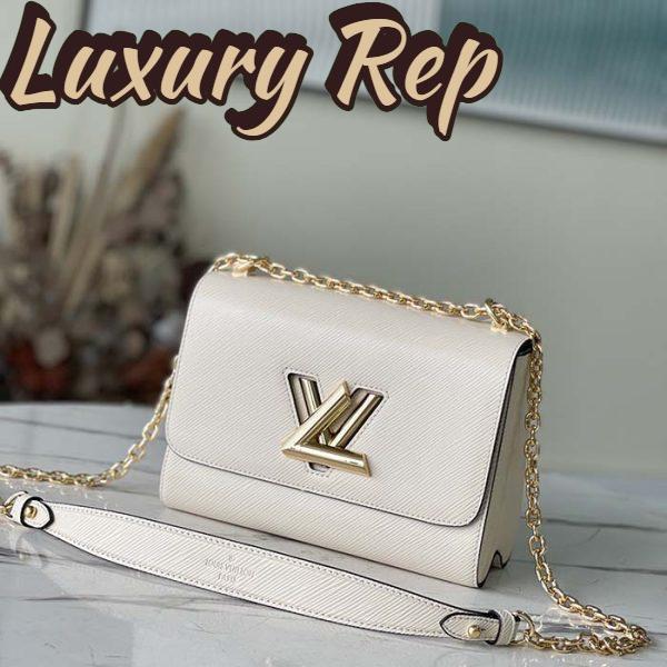Replica Louis Vuitton LV Women Twist MM Chain Bag White Epi Grained Cowhide Leather 3