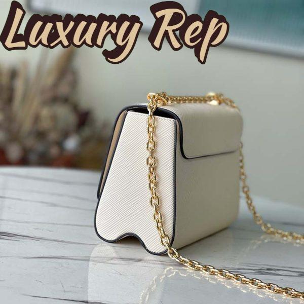 Replica Louis Vuitton LV Women Twist MM Chain Bag White Epi Grained Cowhide Leather 5