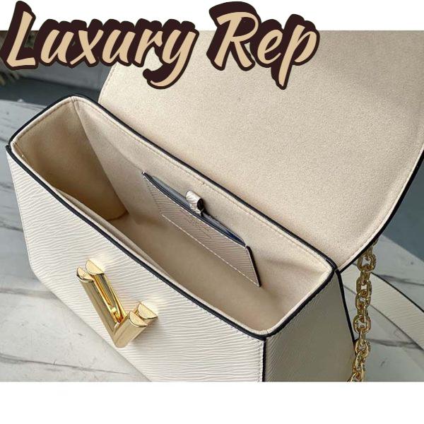 Replica Louis Vuitton LV Women Twist MM Chain Bag White Epi Grained Cowhide Leather 7