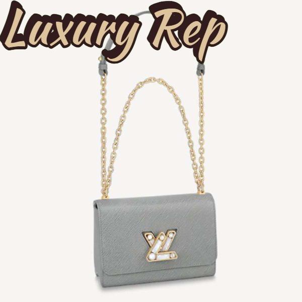 Replica Louis Vuitton LV Women Twist MM Handback Gris Cloudy Epi Cowhide Leather