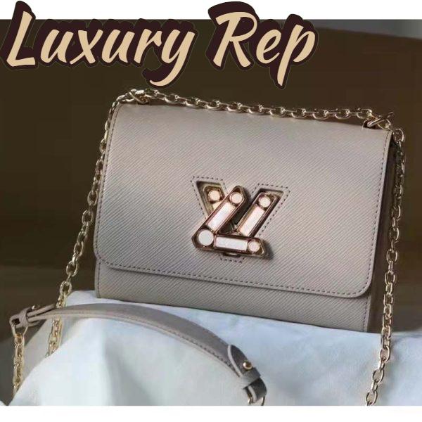 Replica Louis Vuitton LV Women Twist MM Handback Gris Cloudy Epi Cowhide Leather 3