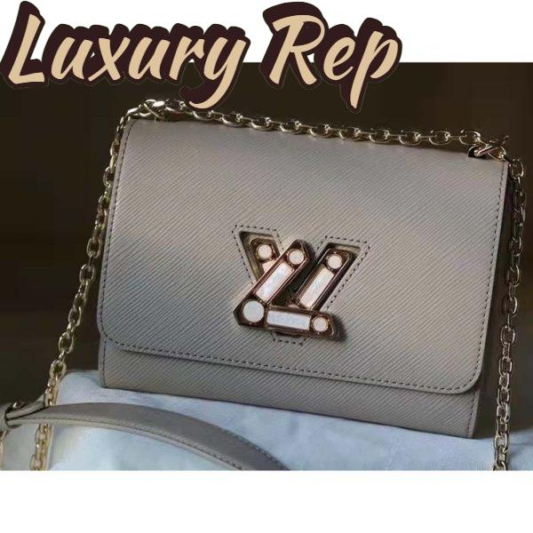 Replica Louis Vuitton LV Women Twist MM Handback Gris Cloudy Epi Cowhide Leather 4