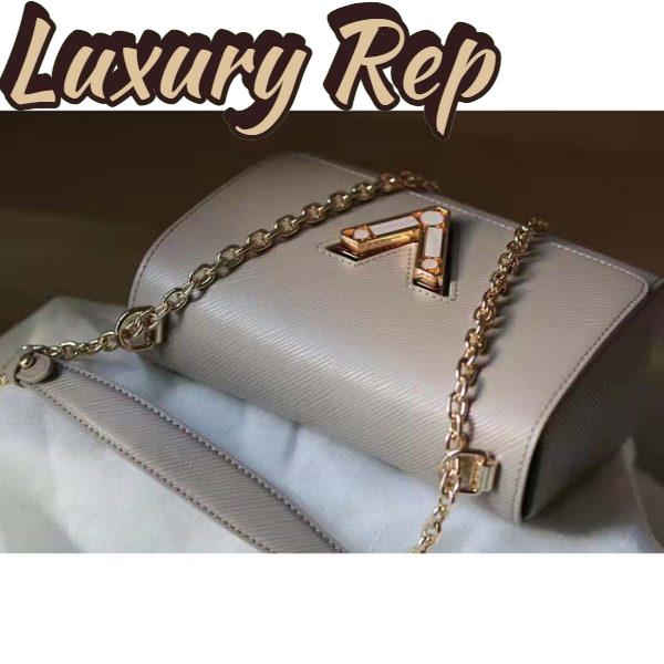 Replica Louis Vuitton LV Women Twist MM Handback Gris Cloudy Epi Cowhide Leather 5