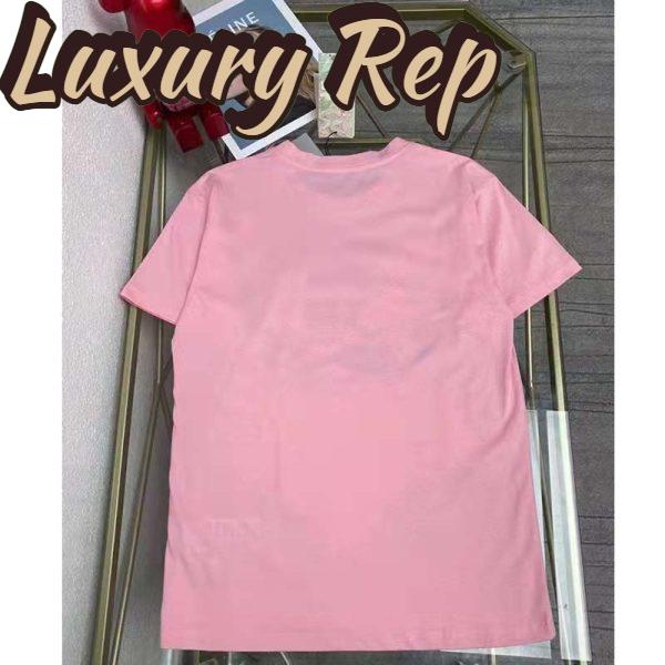 Replica Gucci Men GG Tiger Interlocking G T-Shirt Pink Cotton Jersey Flower Crewneck Oversize Fit 4