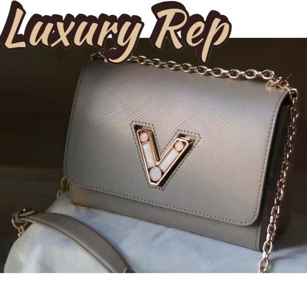 Replica Louis Vuitton LV Women Twist MM Handback Gris Cloudy Epi Cowhide Leather 8