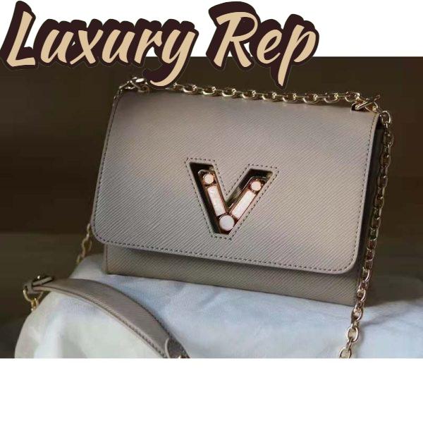 Replica Louis Vuitton LV Women Twist MM Handback Gris Cloudy Epi Cowhide Leather 9