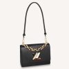 Replica Louis Vuitton LV Women Twist MM Handbag Black Epi Grained Leather Monogram Flower 15