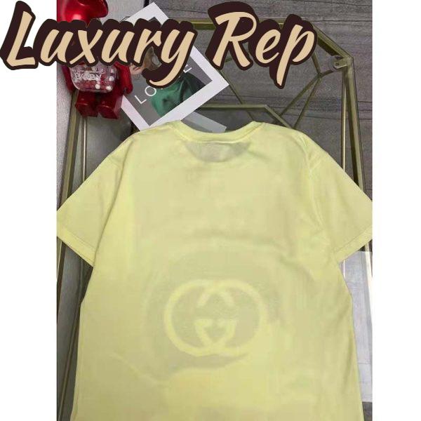 Replica Gucci Men GG Tiger Interlocking G T-Shirt Yellow Cotton Jersey Flower Crewneck Oversize Fit 7