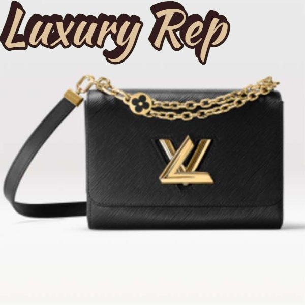 Replica Louis Vuitton LV Women Twist MM Handbag Black Epi Grained Leather Monogram Flower 2