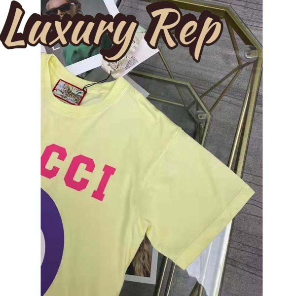 Replica Gucci Men GG Tiger Interlocking G T-Shirt Yellow Cotton Jersey Flower Crewneck Oversize Fit 9