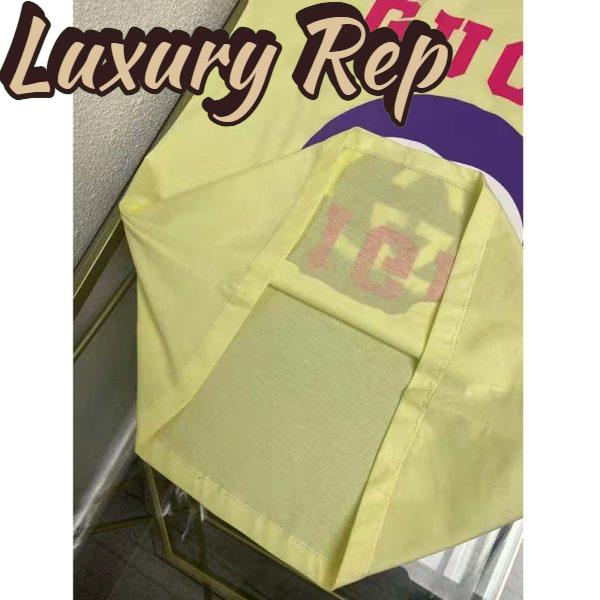Replica Gucci Men GG Tiger Interlocking G T-Shirt Yellow Cotton Jersey Flower Crewneck Oversize Fit 10