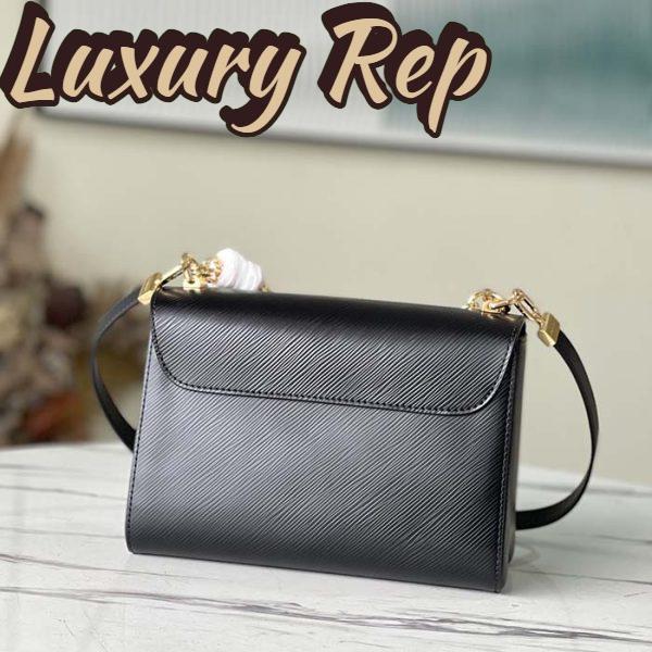 Replica Louis Vuitton LV Women Twist MM Handbag Black Epi Grained Leather Monogram Flower 4