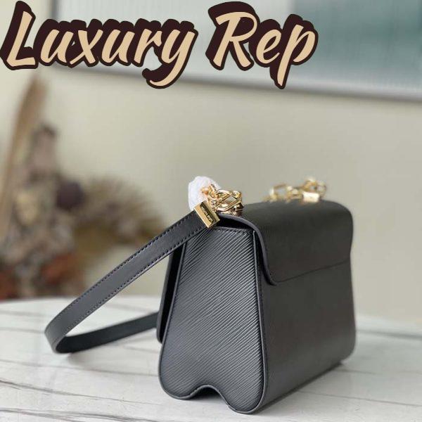 Replica Louis Vuitton LV Women Twist MM Handbag Black Epi Grained Leather Monogram Flower 5