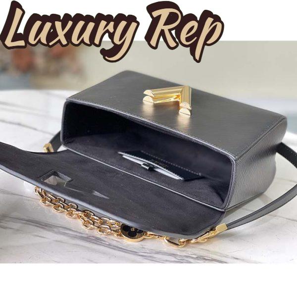 Replica Louis Vuitton LV Women Twist MM Handbag Black Epi Grained Leather Monogram Flower 7