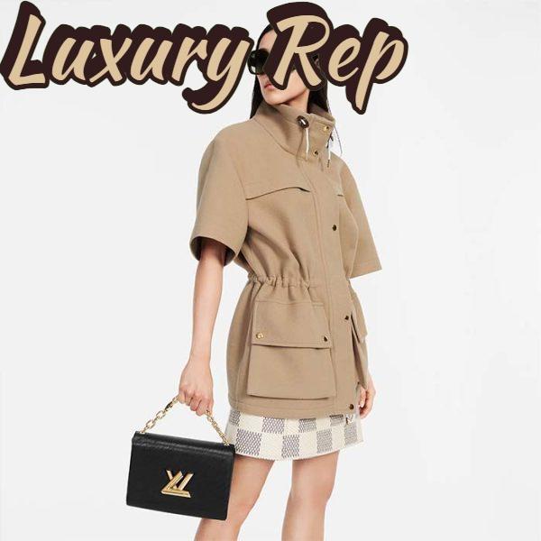 Replica Louis Vuitton LV Women Twist MM Handbag Black Epi Grained Leather Monogram Flower 12