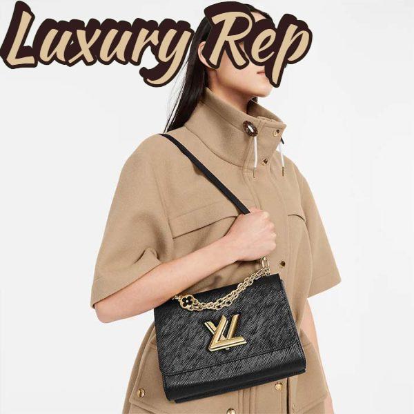 Replica Louis Vuitton LV Women Twist MM Handbag Black Epi Grained Leather Monogram Flower 13