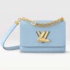 Replica Louis Vuitton LV Women Twist MM Handbag Blue Embroidered Canvas Calf Leather 12