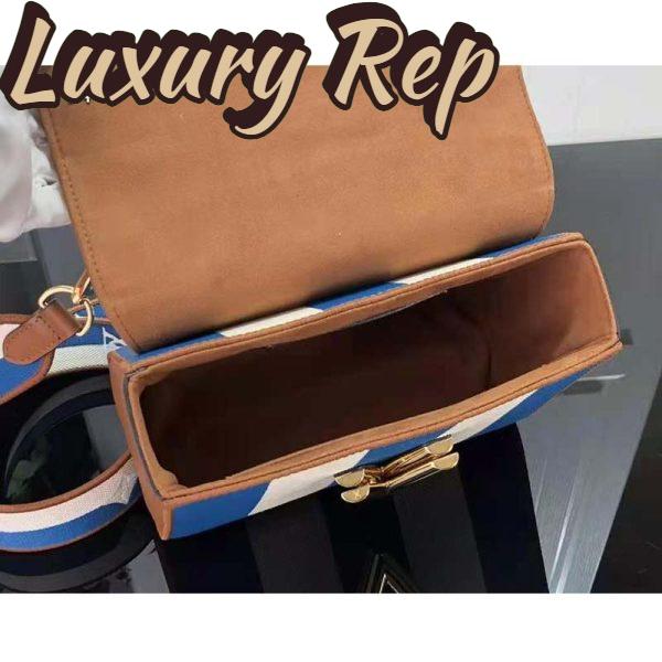 Replica Louis Vuitton LV Women Twist MM Handbag Blue Embroidered Canvas Calf Leather 6