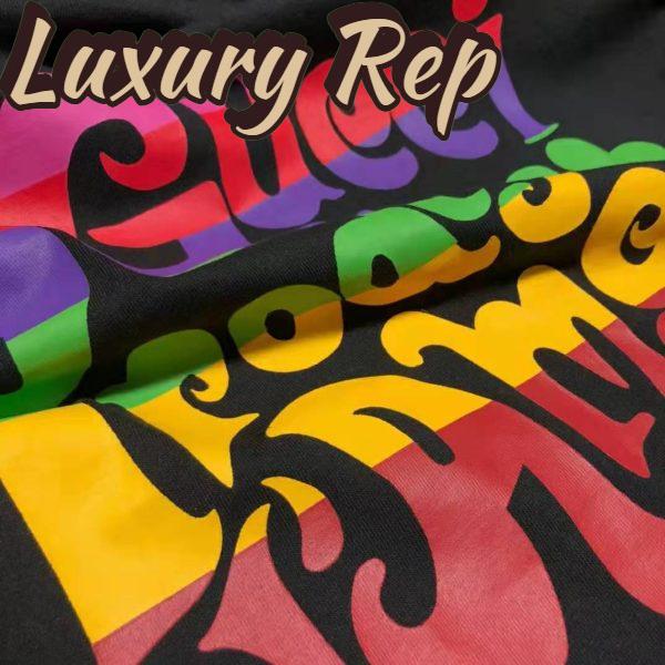 Replica Gucci Men Gucci Prodige D’Amour Print T-Shirt Cotton Crewneck Oversize Fit-Black 8
