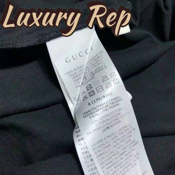Replica Gucci Men Gucci Prodige D’Amour Print T-Shirt Cotton Crewneck Oversize Fit-Black 12