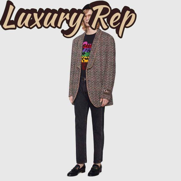 Replica Gucci Men Gucci Prodige D’Amour Print T-Shirt Cotton Crewneck Oversize Fit-Black 13